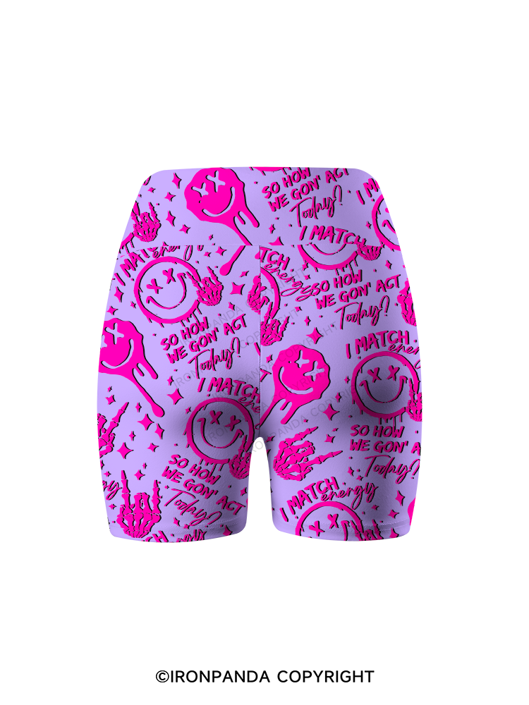 How We Gonna Act Today Smile Printed Yoga Cycling Shorts