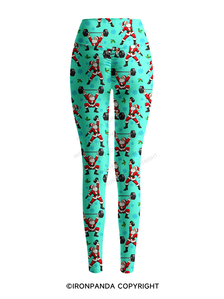 Santa Lifting Christmas Workout Yoga Printed Yoga Pants