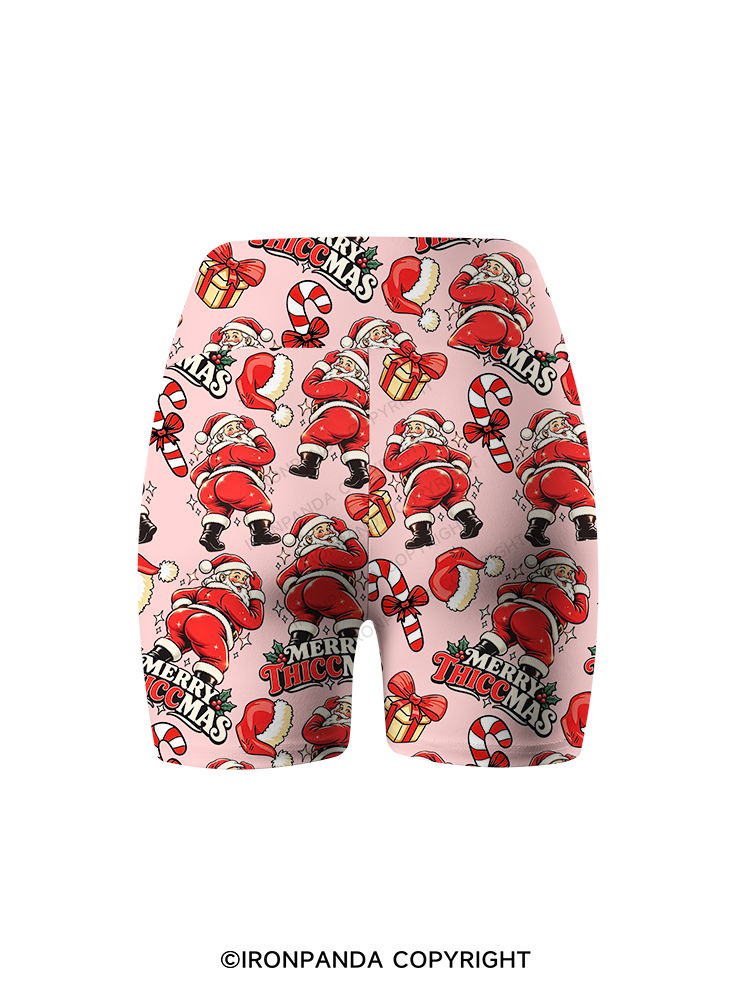 Merry Thiccmas Printed Yoga Cycling Shorts