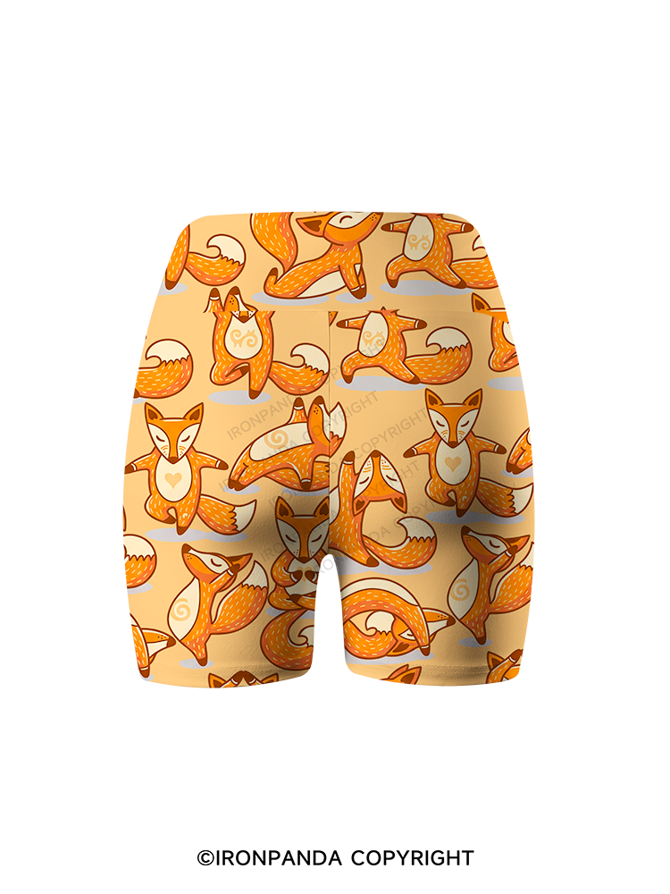 YOGA FOXES IN THE WARM MORNING SUN Printed Yoga Cycling Shorts