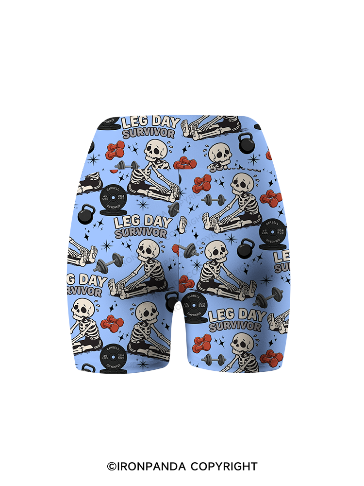 Leg Day Survivor Printed Yoga Cycling Shorts