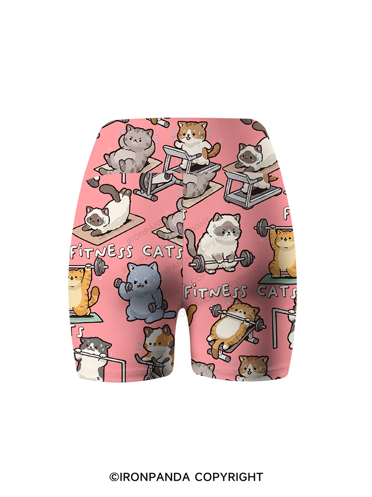 FITNESS Cat Printed Yoga Cycling Shorts