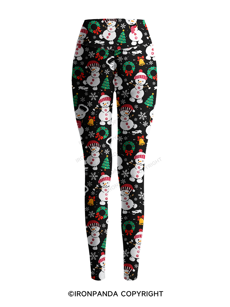 Sweatin with my Snowmies Printed Yoga Pants