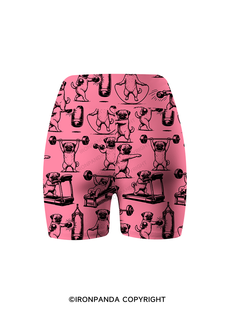 Pug Workout Yoga Printed Yoga Cycling Shorts