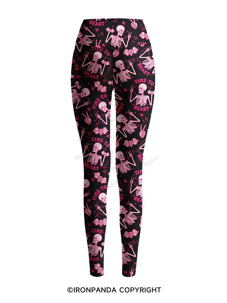 TIME TO BEAST Printed Yoga Pants