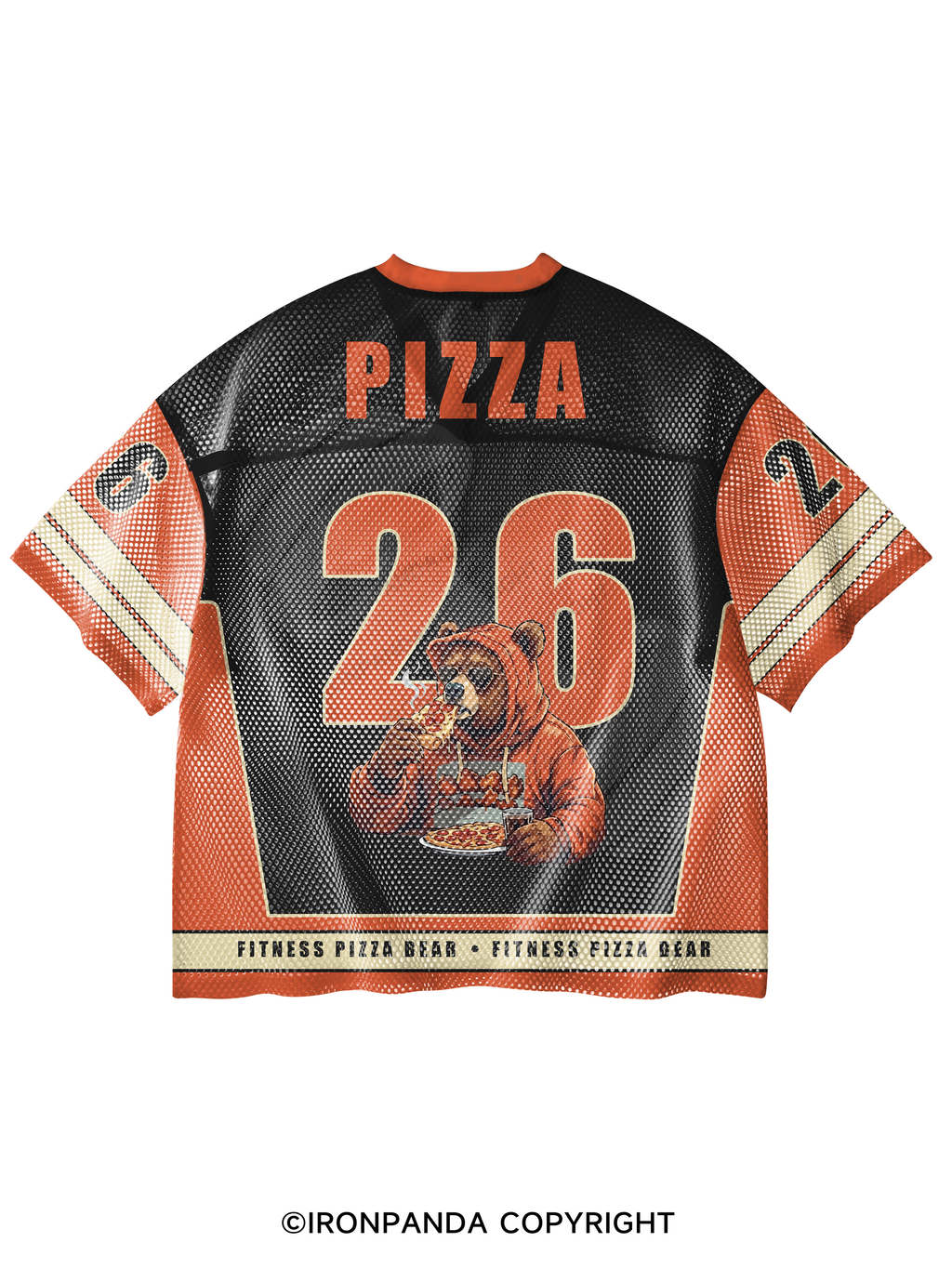 Funny Bear Fitness Pun Pizza V-Neck Open Hole Mesh Top
