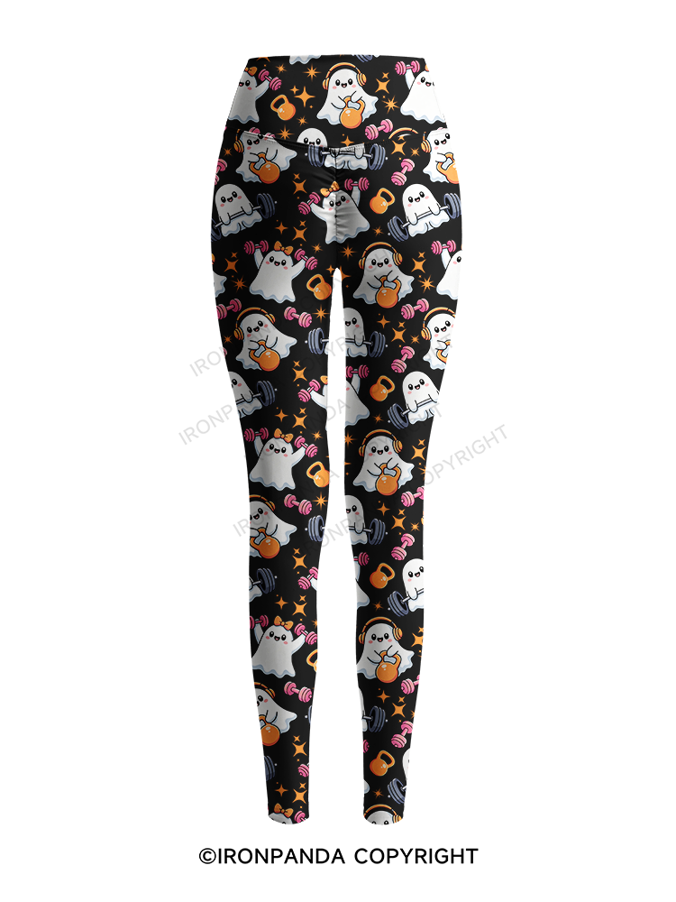 GHOST POWER WORKOUT TIME Printed Yoga Pants