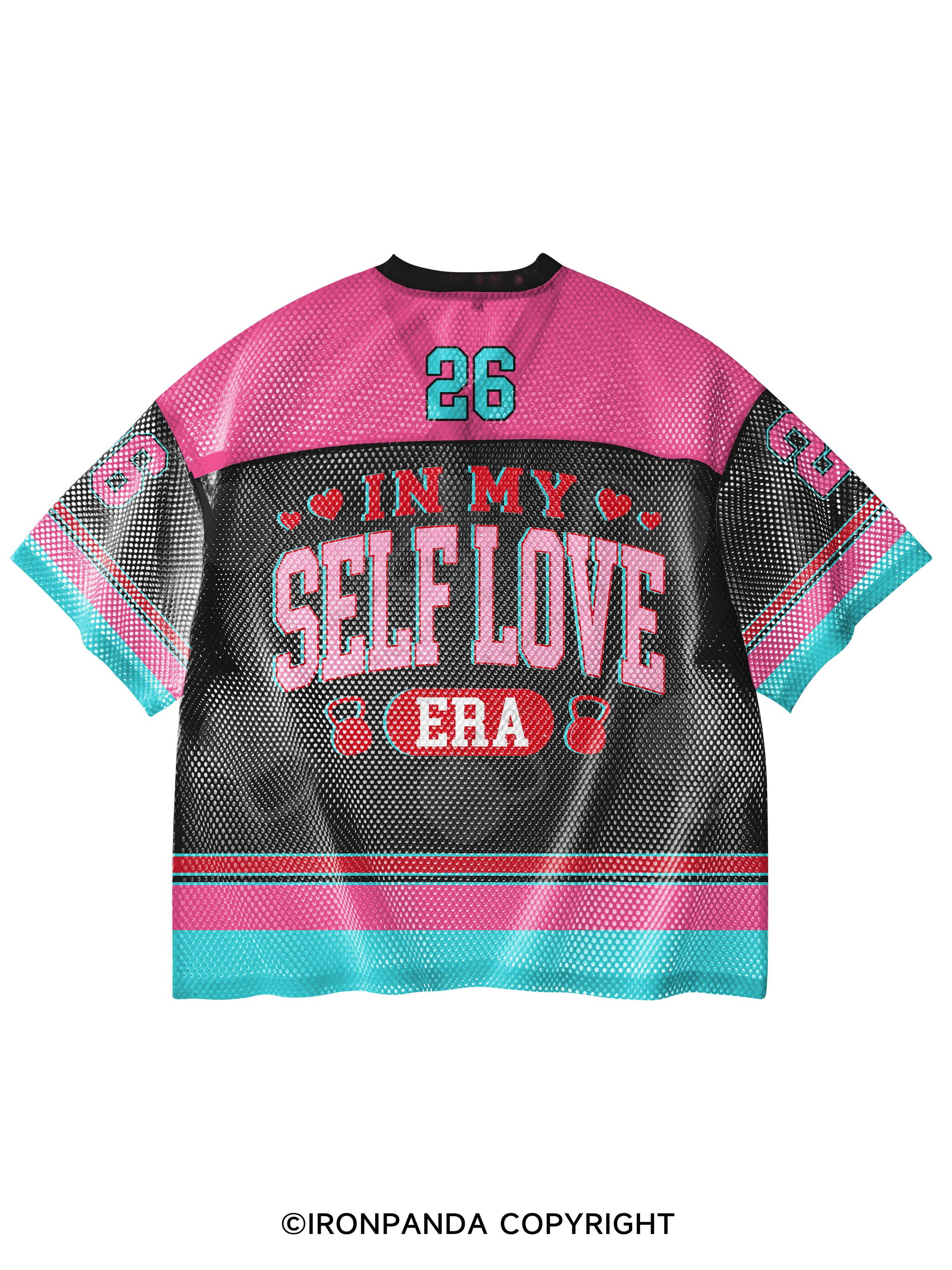 IN MY SELF LOVE ERA V-Neck Open Hole Mesh Top