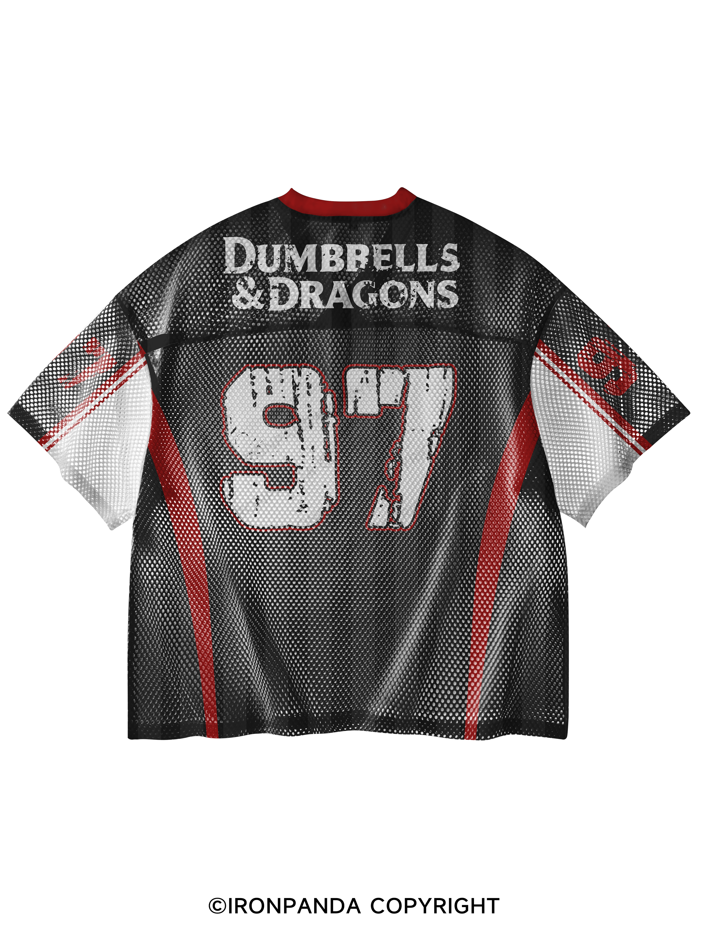 DUMBBELLS & DRAGONS V-Neck Open Hole Mesh Top