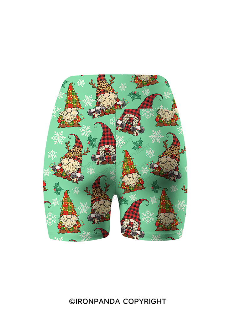 Fitness Christmas Elf Printed Yoga Cycling Shorts