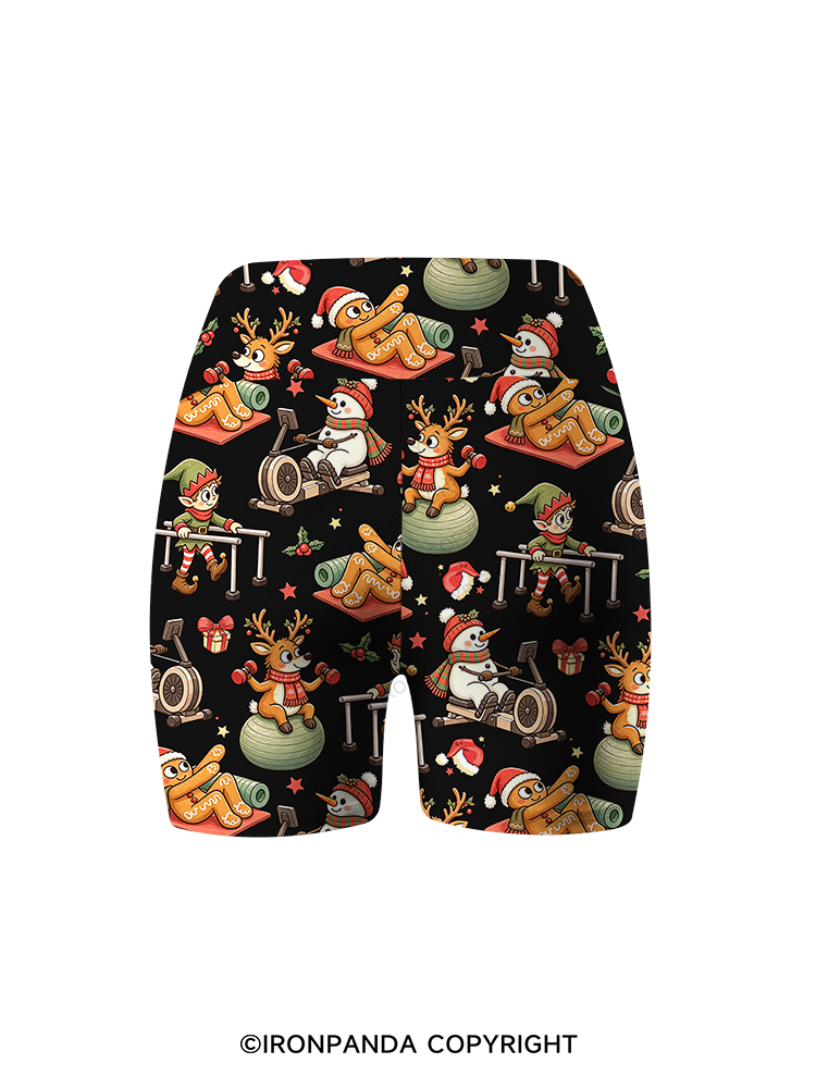 Physical Therapy Christmas Printed Yoga Cycling Shorts