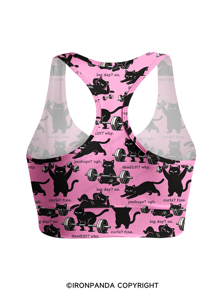 Funny Gym Cat Yoga Racerback Sports Bra