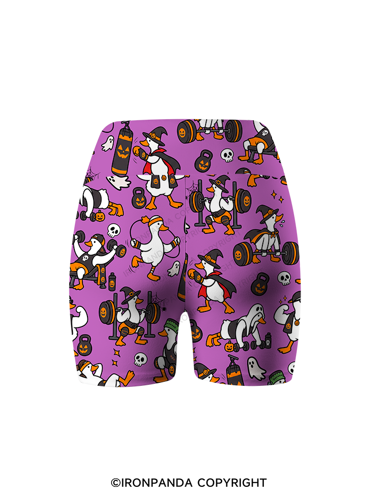 Halloween Fitness Goose Printed Yoga Cycling Shorts