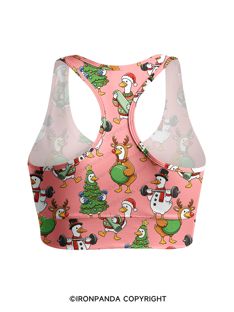 Weightlifting Goose Christmas Racerback Sports Bra