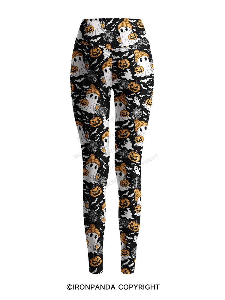 GHOST WITH ICED COFFEE Printed Yoga Pants