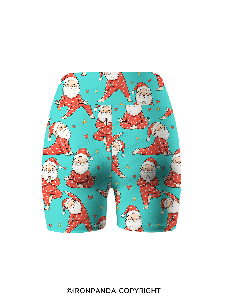 Funny Santa Yoga Printed Yoga Cycling Shorts