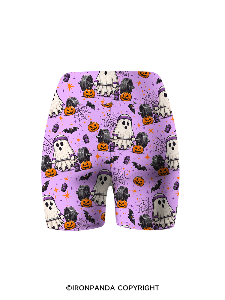 Creep It Lifting Ghost Printed Yoga Cycling Shorts