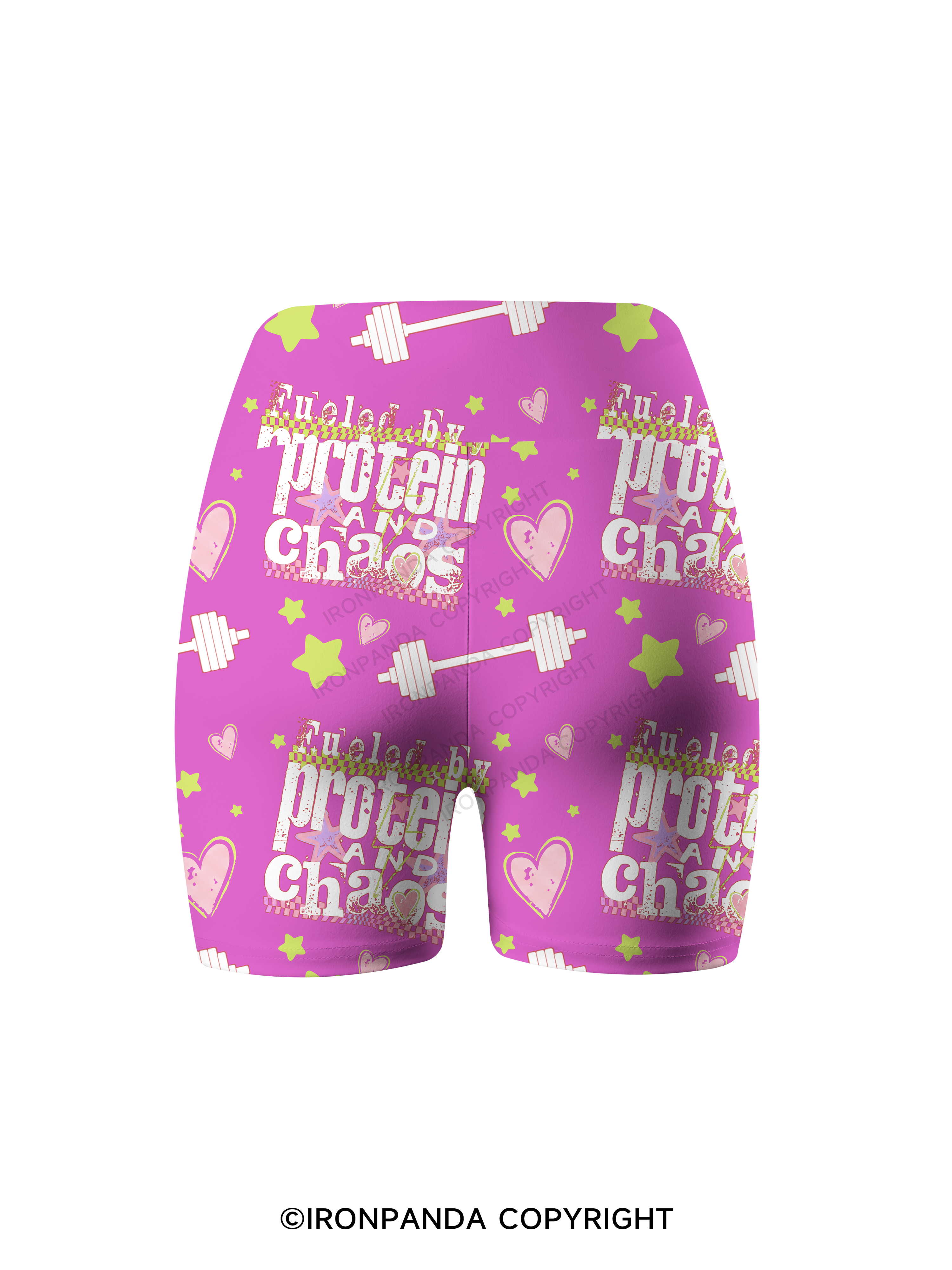 FUELED BY PROTEIN AND CHAOS Printed Yoga Cycling Shorts