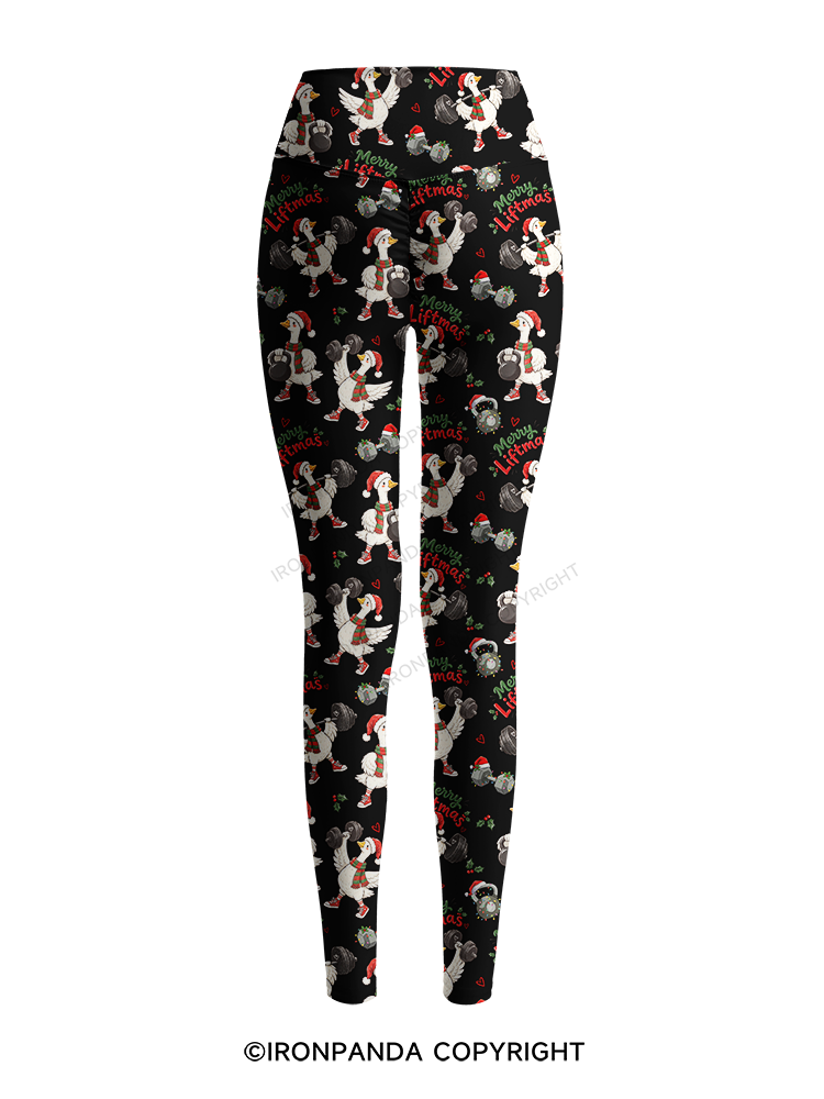 Weightlifting Christmas Goose Printed Yoga Pants
