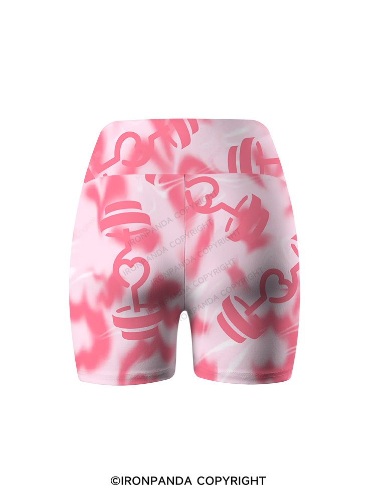 Pink Love Gym Printed Yoga Cycling Shorts