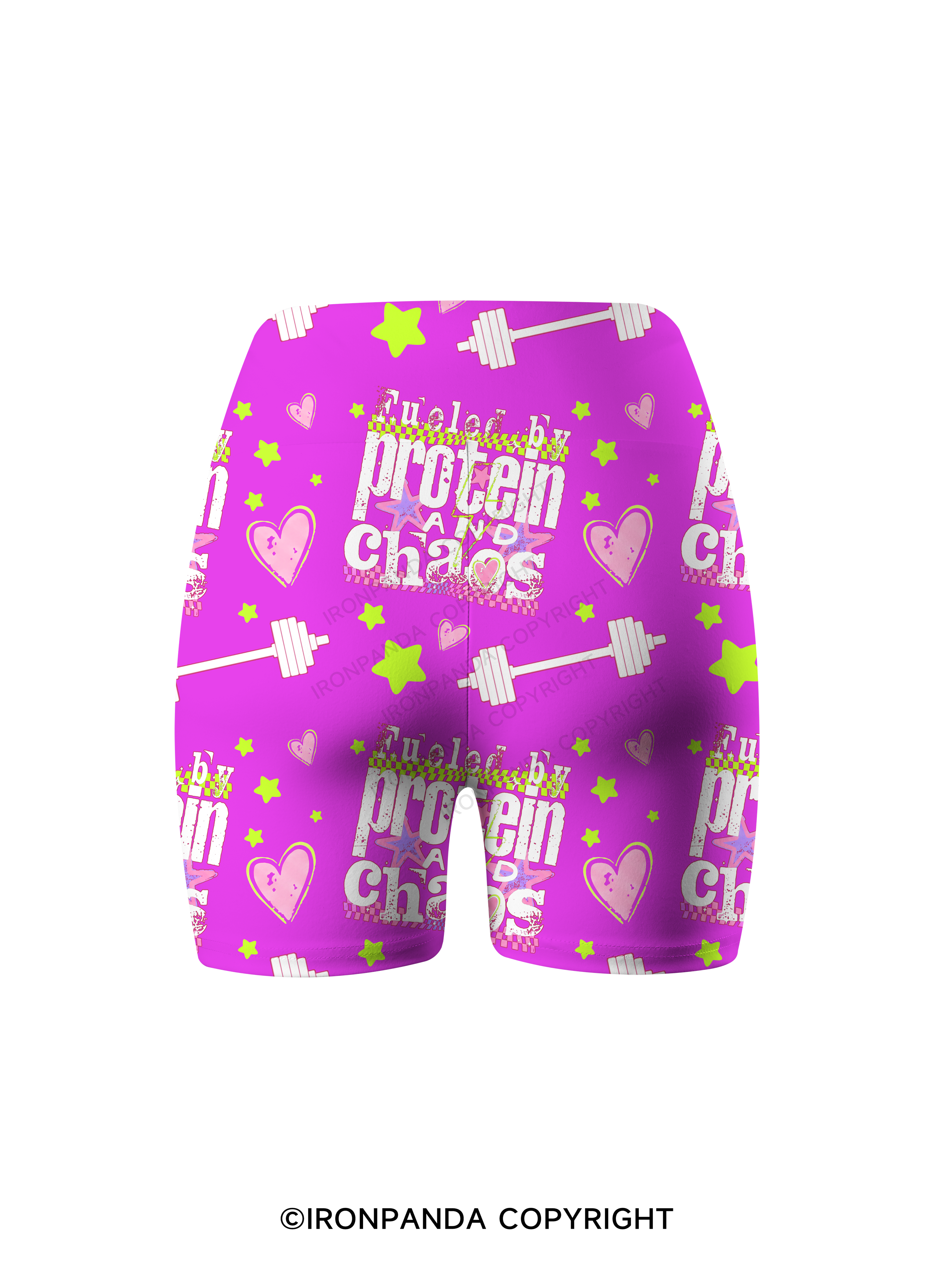 FUELED BY PROTEIN AND CHAOS Printed Yoga Cycling Shorts