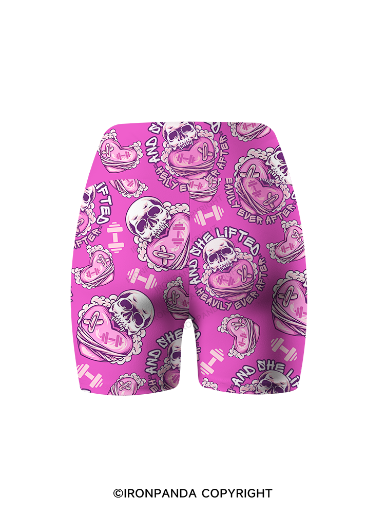 And She Lifted Heavily Ever After Printed Yoga Cycling Shorts