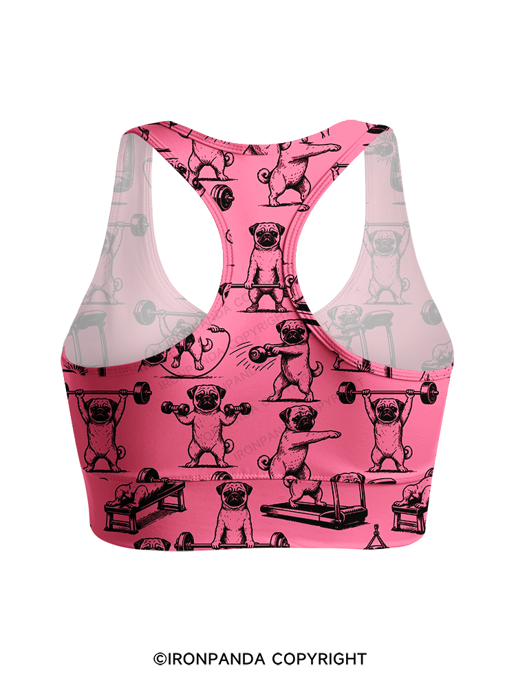 Pug Workout Yoga Racerback Sports Bra