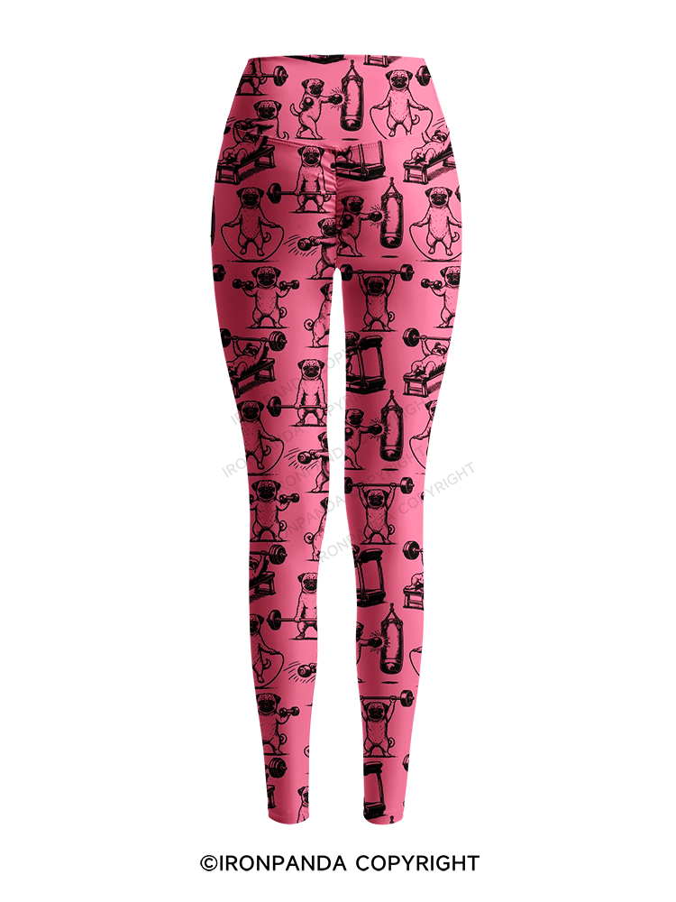 Pug Workout Yoga Printed Yoga Pants