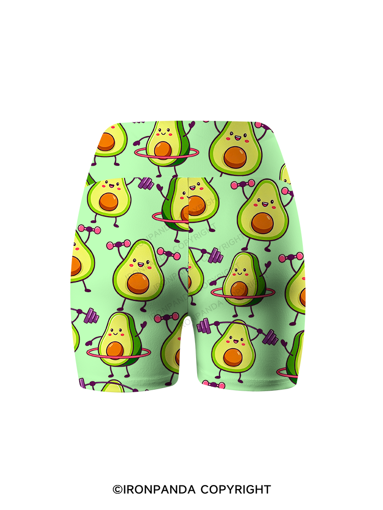 AVOCADO FITNESS PARTY Printed Yoga Cycling Shorts