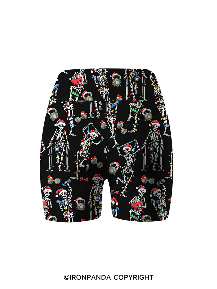 Funny Skeleton Printed Yoga Cycling Shorts
