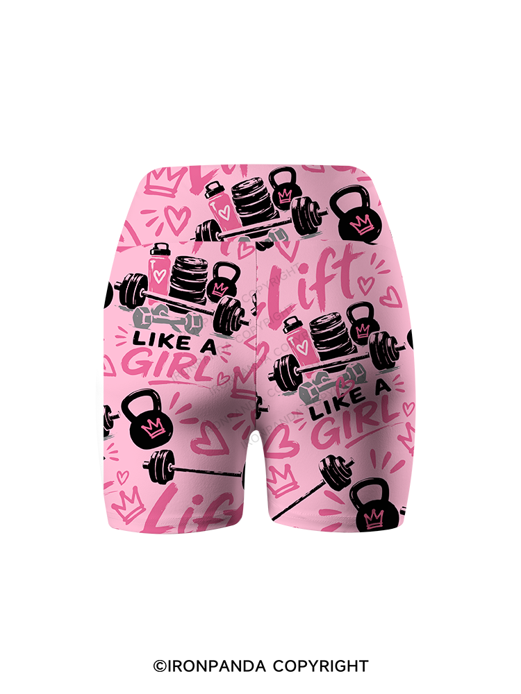 Lift Like a Girl Printed Yoga Cycling Shorts