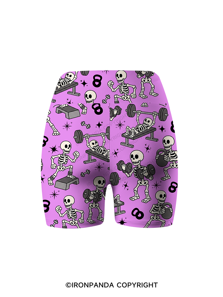 Skeleton Gym Workout Printed Yoga Cycling Shorts