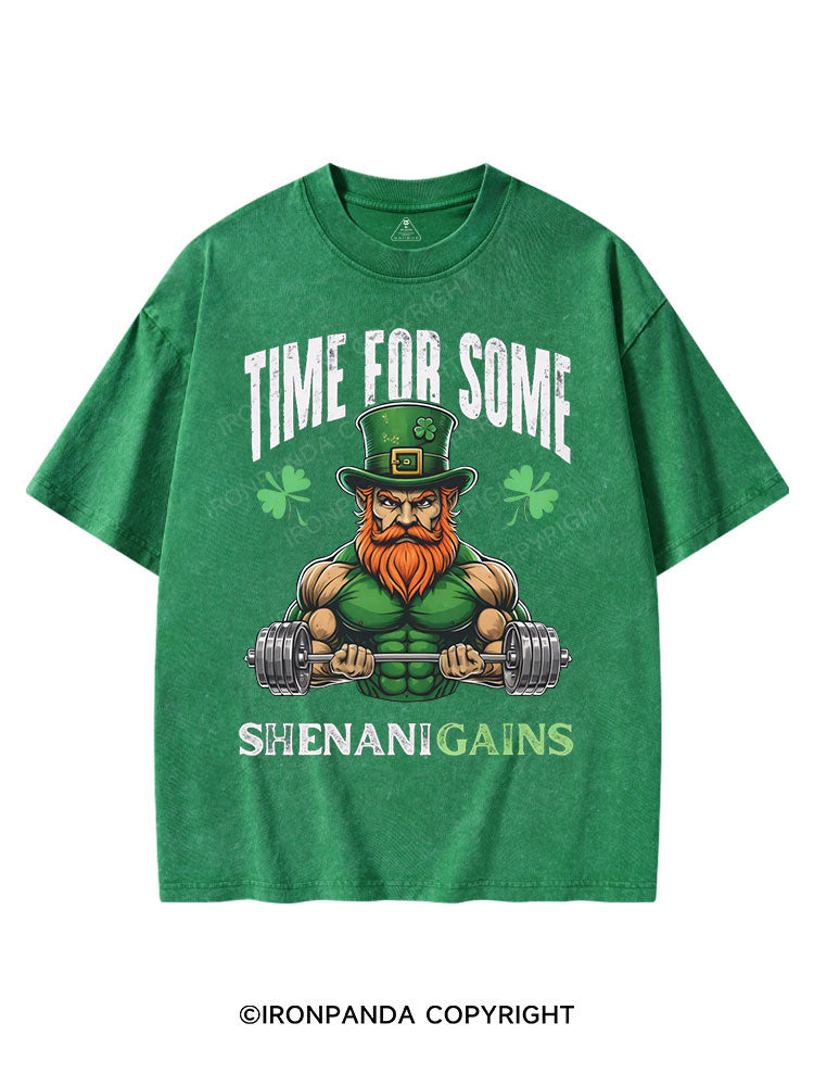 TIME FOR SOME SHENANI-GAINS St Patrick's Washed Gym T-shirt