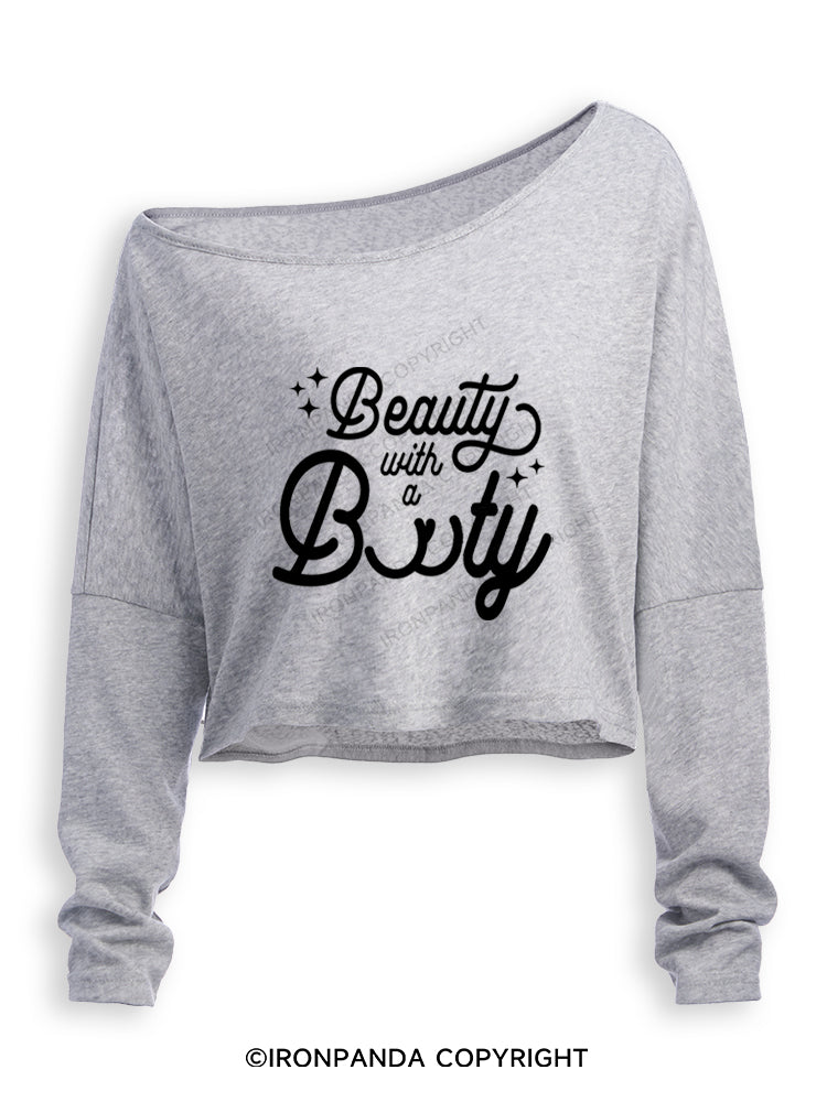 BEAUTY WITH A BOOTY Off Shoulder Long Sleeve Crop Top