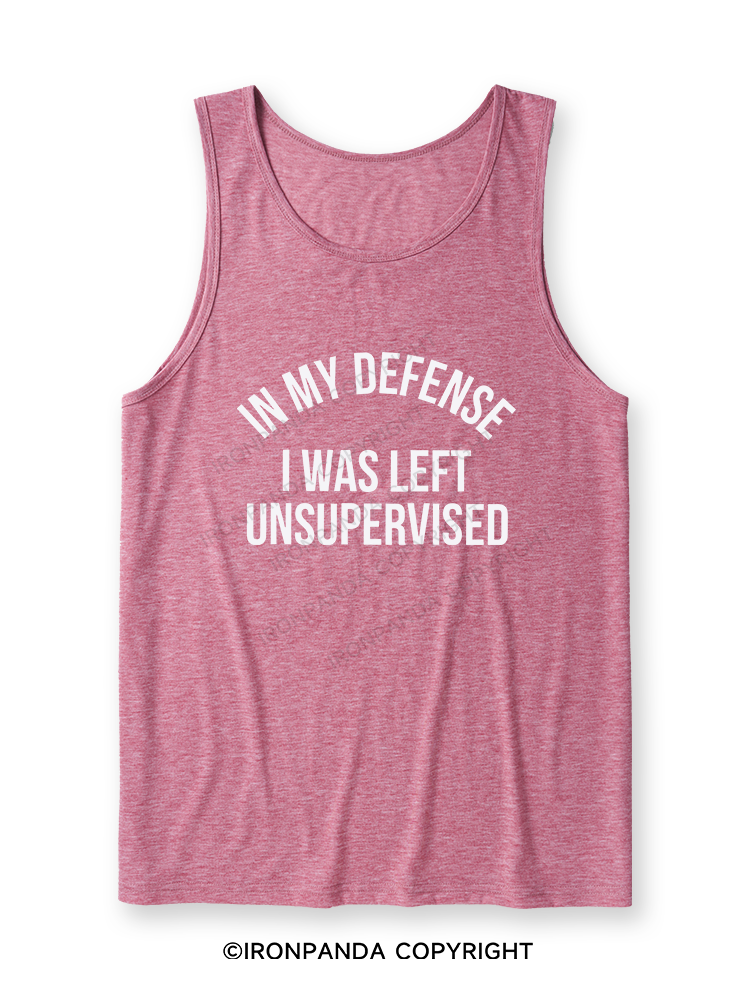 IN MY DEFENSE I WAS LEFT UNSUPERVISED Ultra Soft Heather Tank
