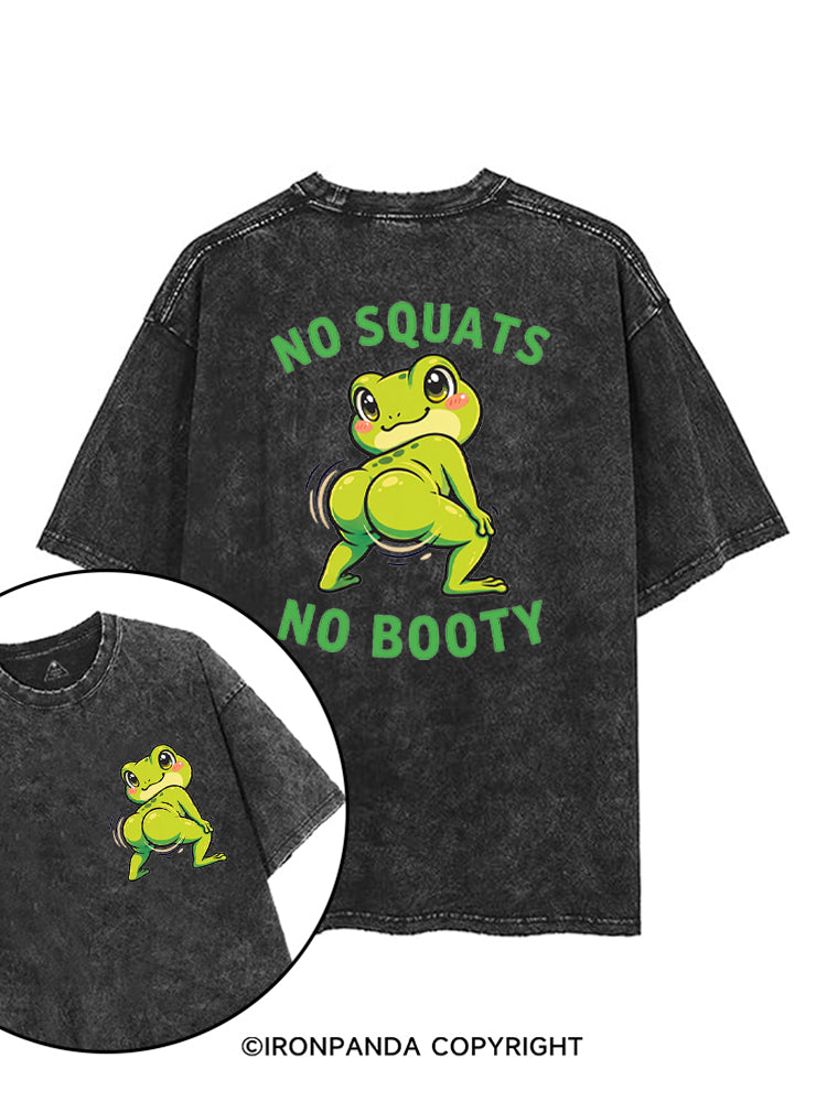 NO SQUATS NO BOOTY Frog twerking squatting printed Gym Shirt