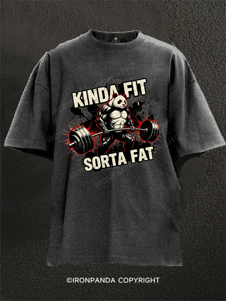 Kinda Fit Sorta Fat Funny Gym Panda Fitness Washed Gym Shirt