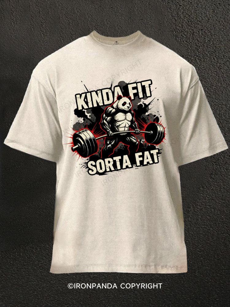 Kinda Fit Sorta Fat Funny Gym Panda Fitness Washed Gym Shirt