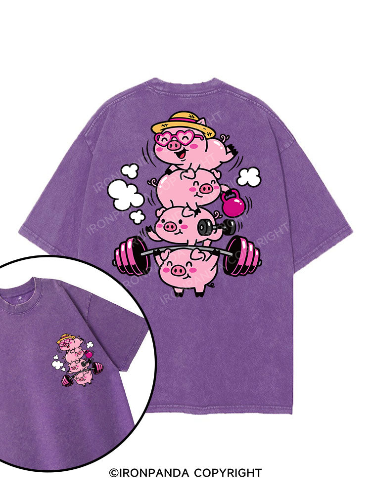 Piggy Power Stack printed Gym Shirt