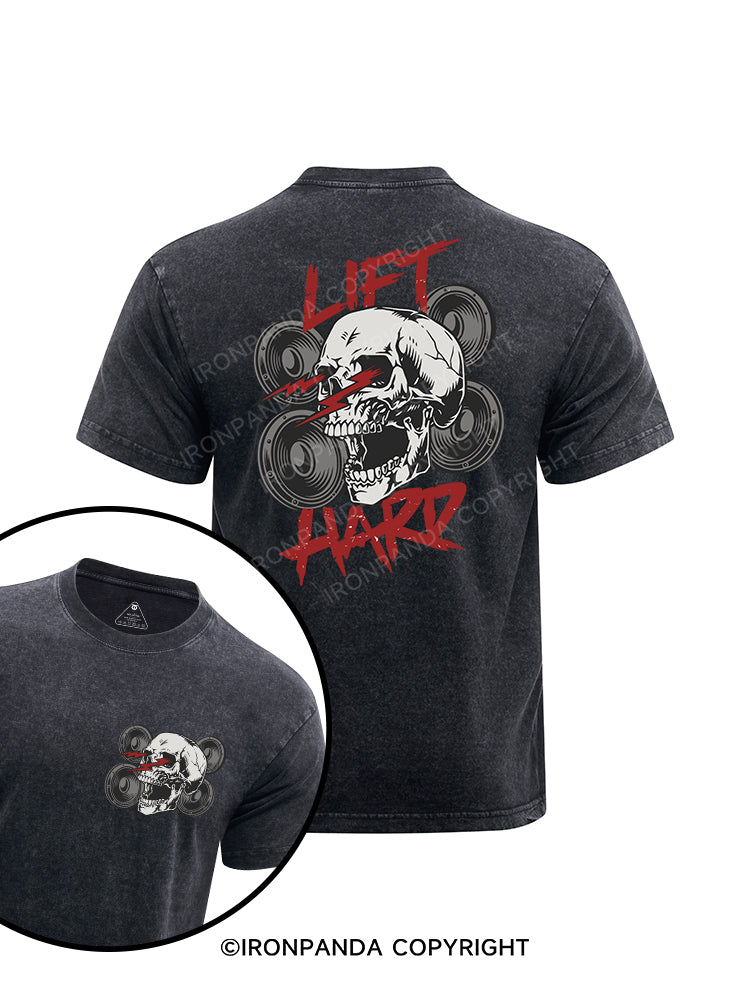 LIFT HARD printed Washed Gym Shirt