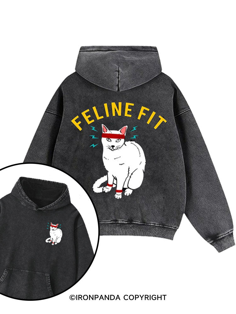 Feline Fit Printed Washed Gym Hoodie