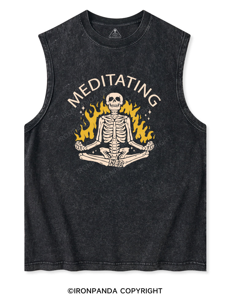 MEDITATING SKELETON Washed Tank