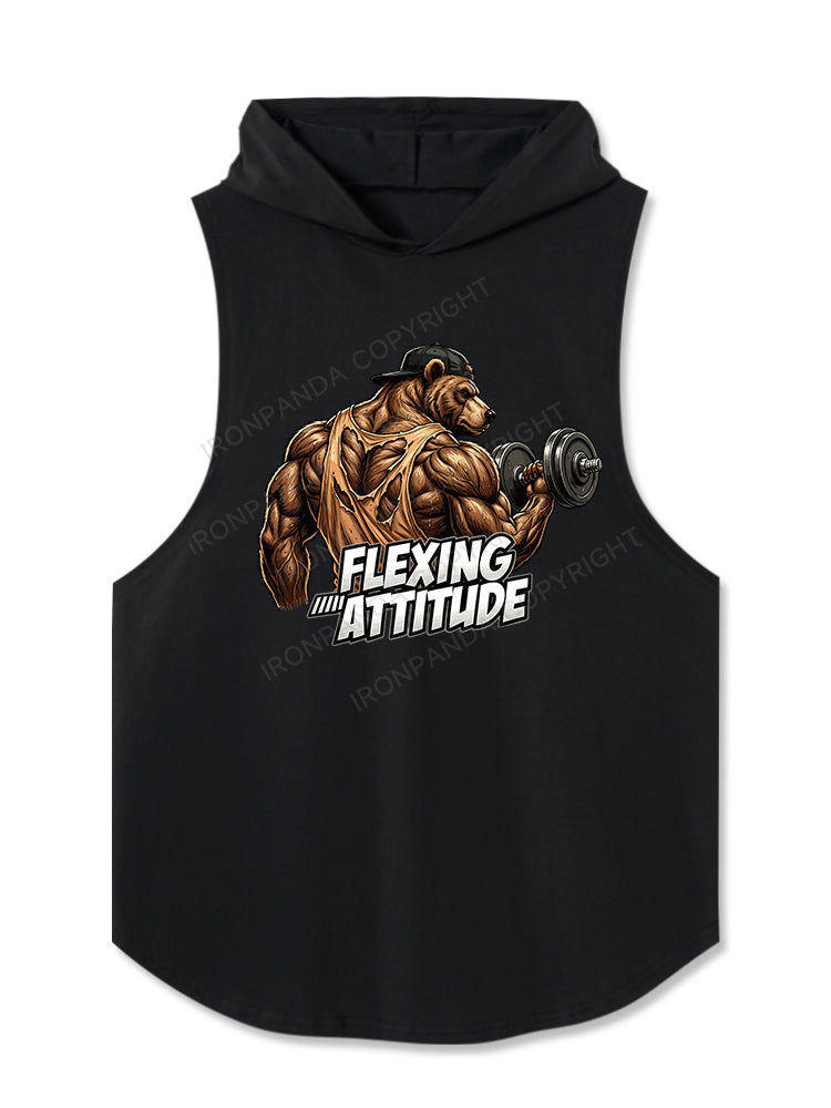 Flexing Attitude Bear Hooded Tank