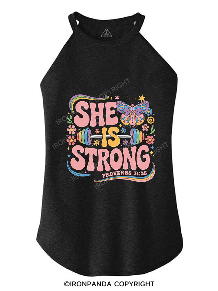 SHE IS STRONG TRI ROCKER COTTON TANK