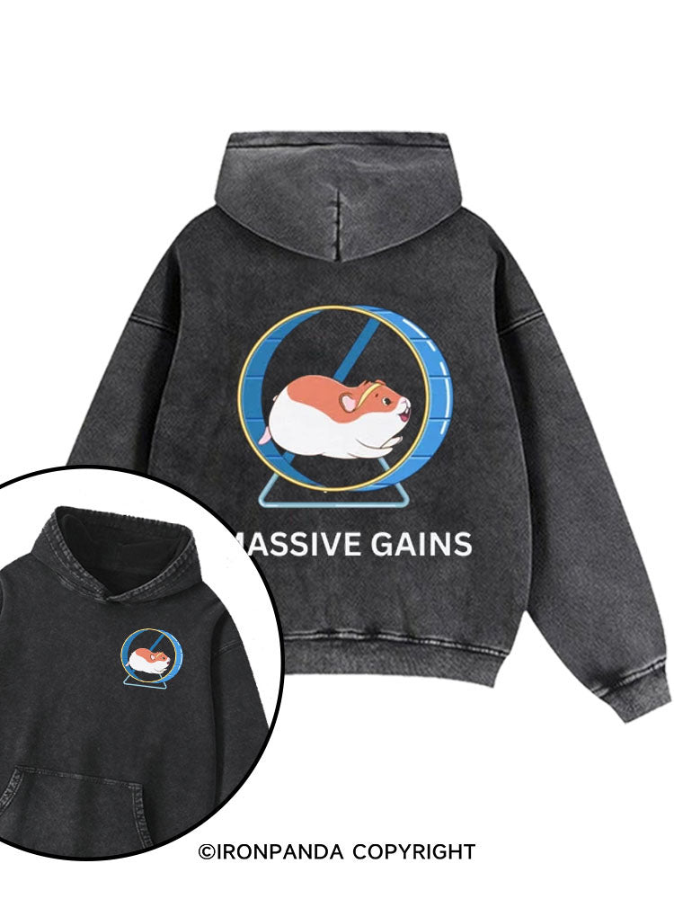 Roll for Gains Printed Washed Gym Hoodie
