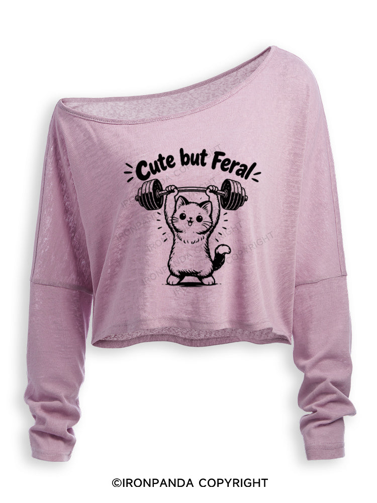 Cute but Feral Off Shoulder Long Sleeve Crop Top