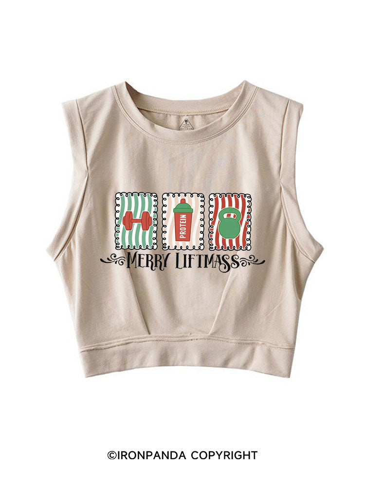 MERRY LIFTMASS CHRISTMAS WORKOUT SLEEVELESS CROP TOPS