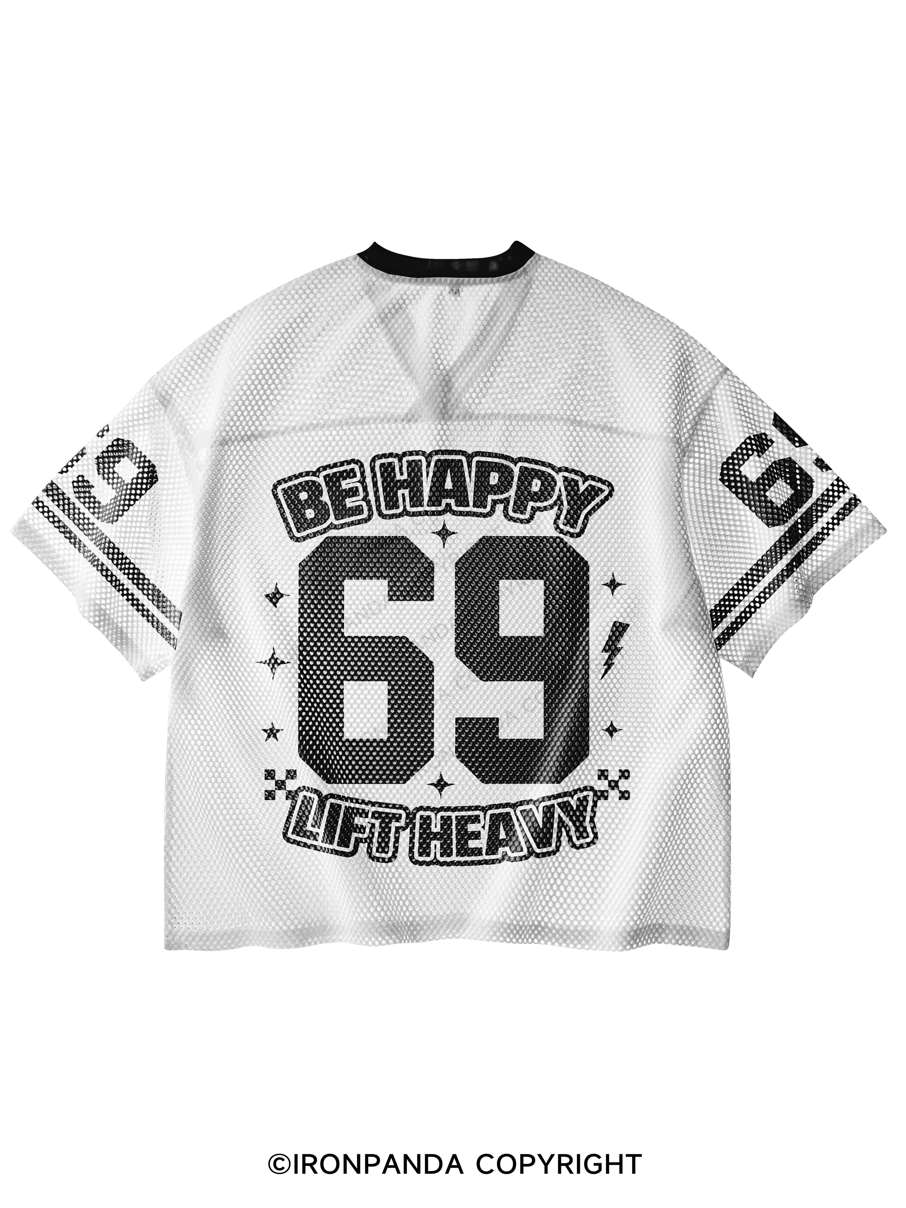 Be Happy Lift Heavy V-Neck Open Hole Mesh Top