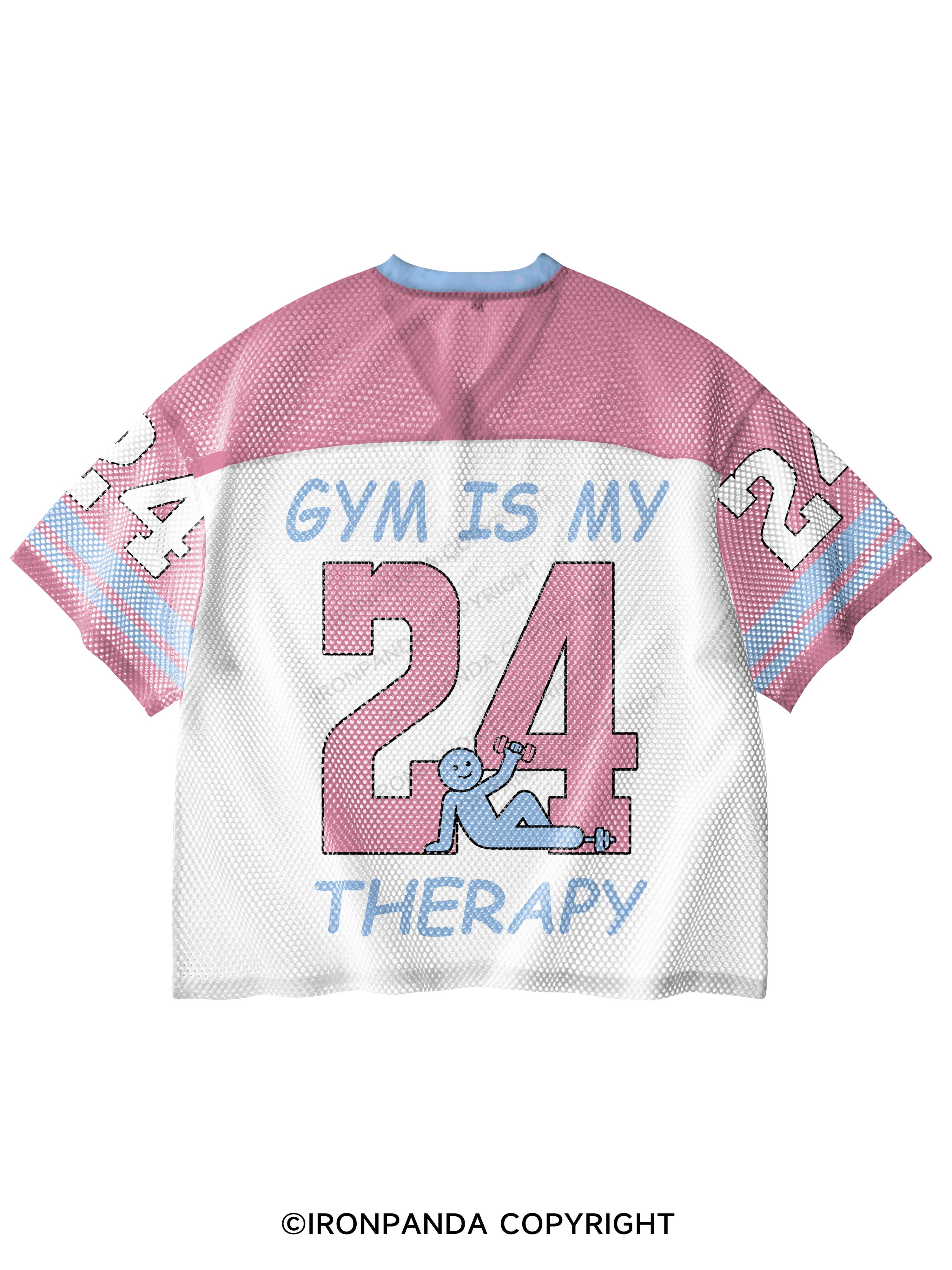 GYM IS MY THERAPY CUTE V-Neck Open Hole Mesh Top