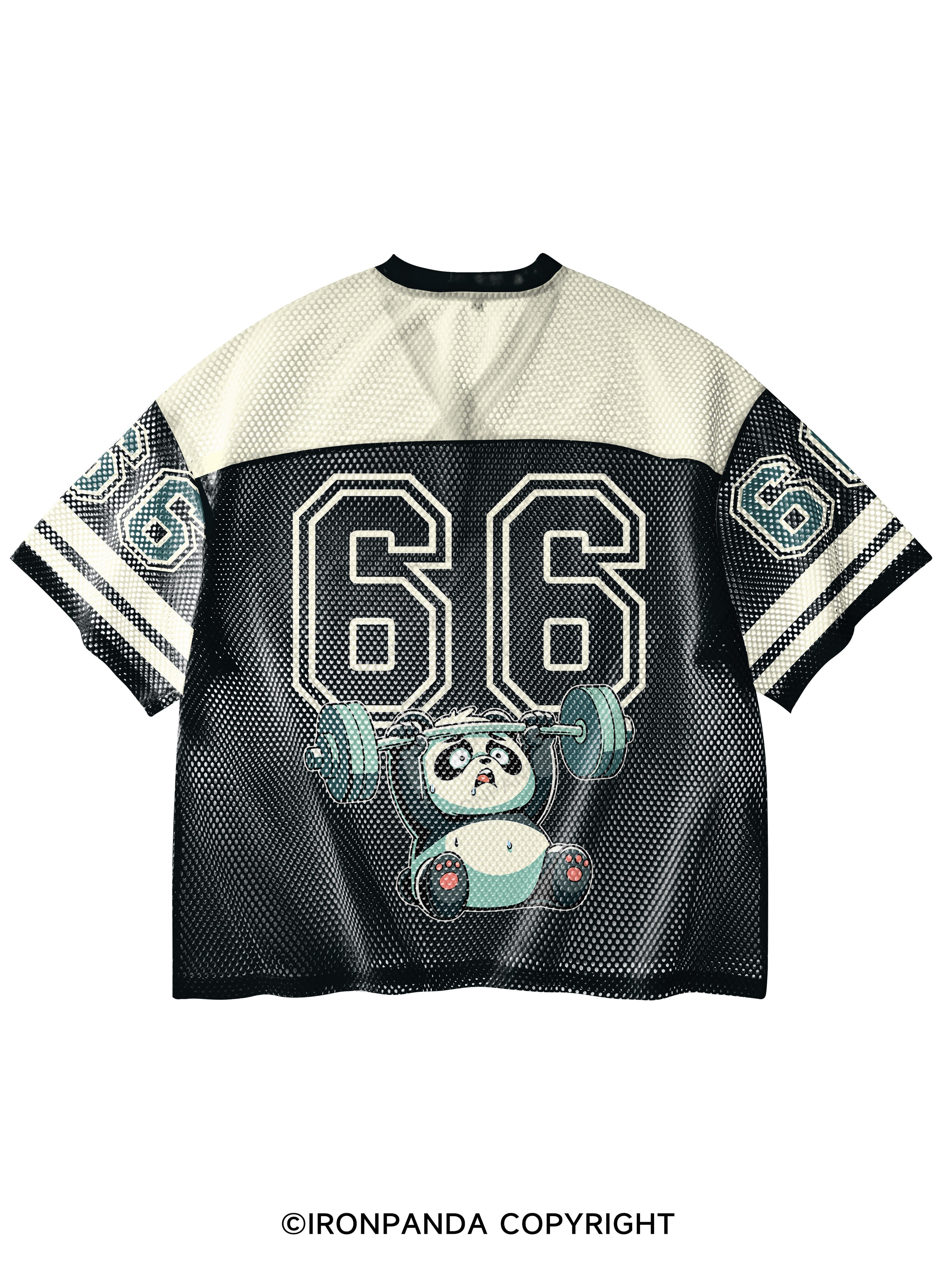 sweat is just fat Weightlifting Panda V-Neck Open Hole Mesh Top